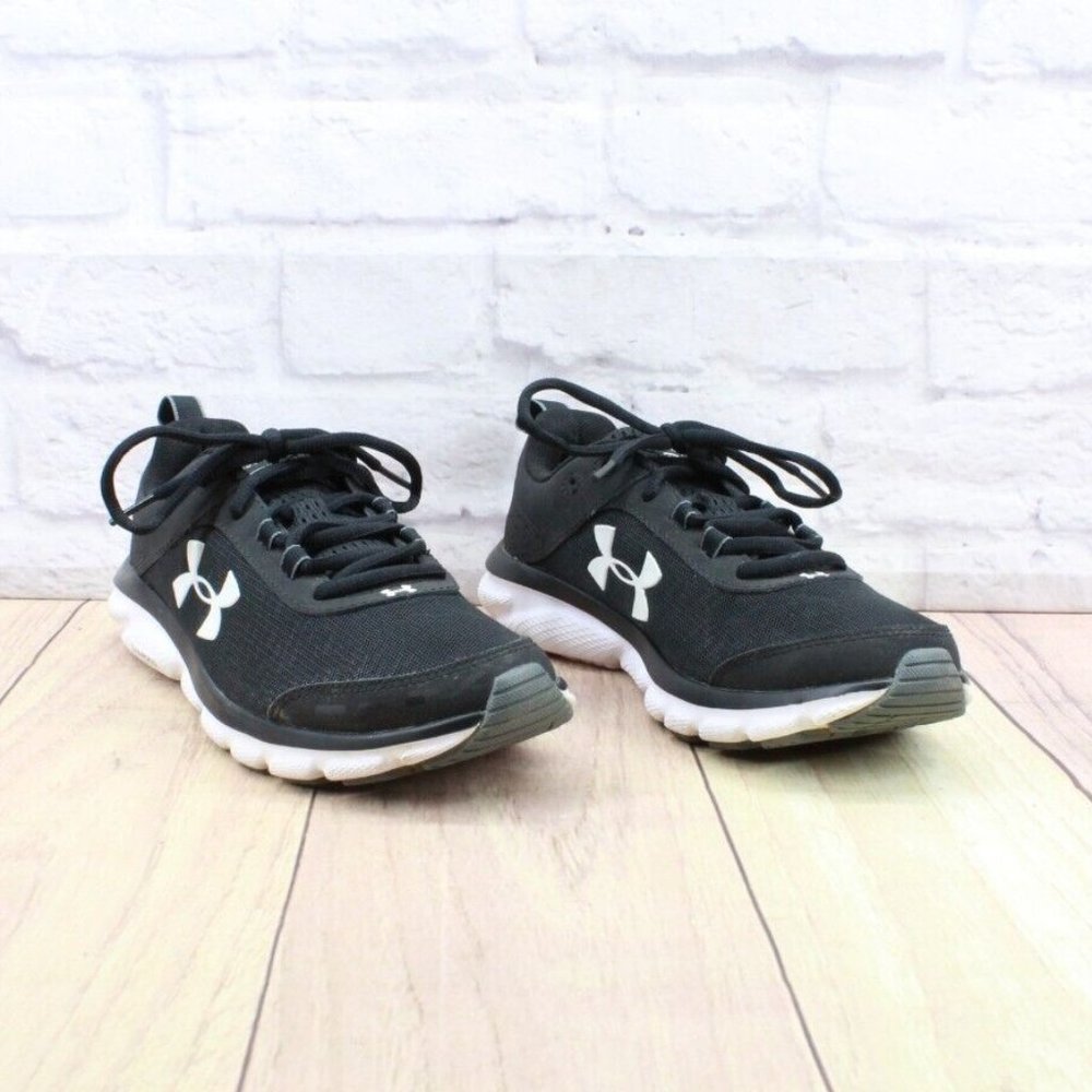 Under Armour Charged Assert Black Nylon Mesh Sneaker Running Shoes Size 8.5 - Picture 3 of 9